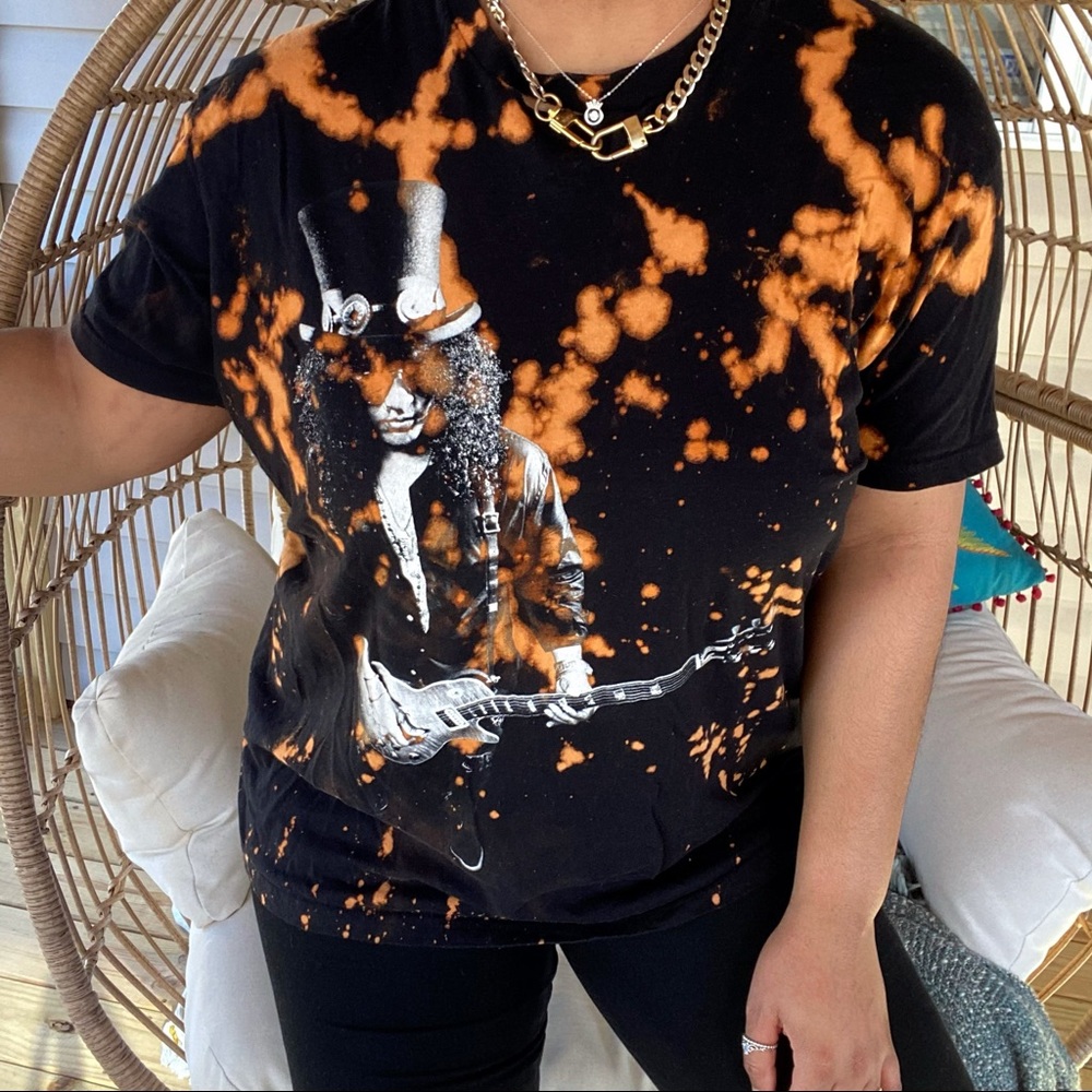 Slash Custom Distressed Bleached Graphic Band Tee - image 1